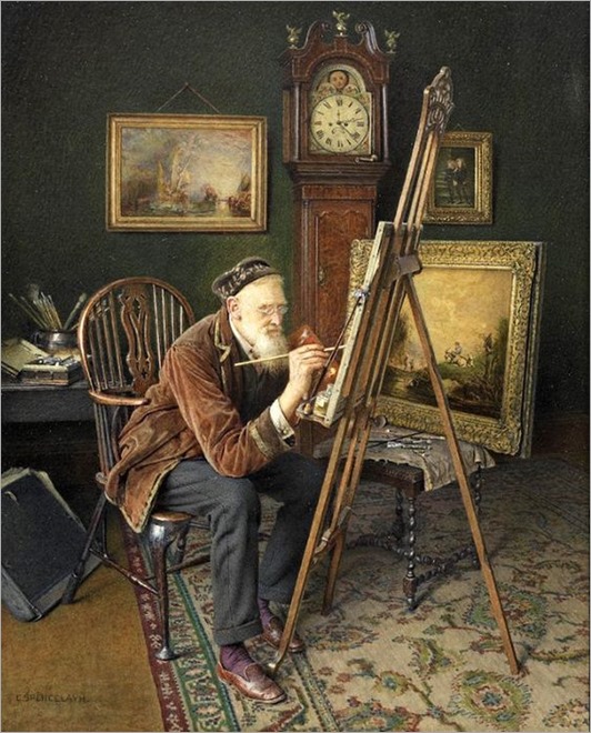 charles spencelayh english, 1865-1958-the old copyist