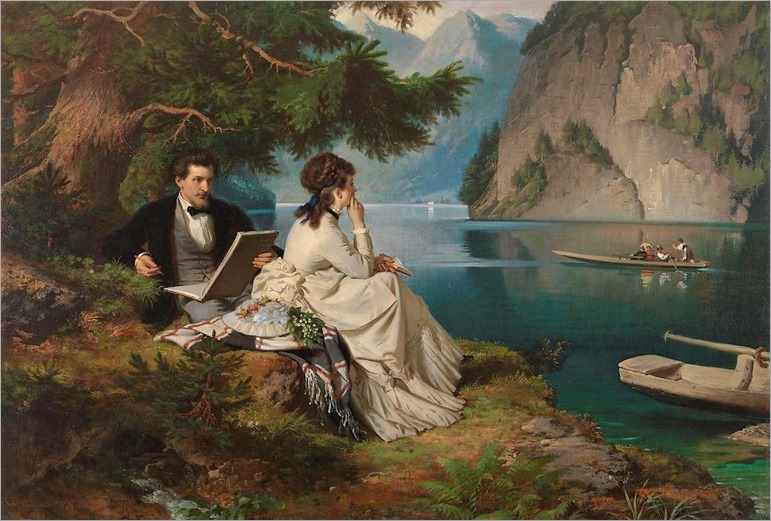 Leisure Time by the Konigssee -1874- Ludwig Thiersch (german painter)