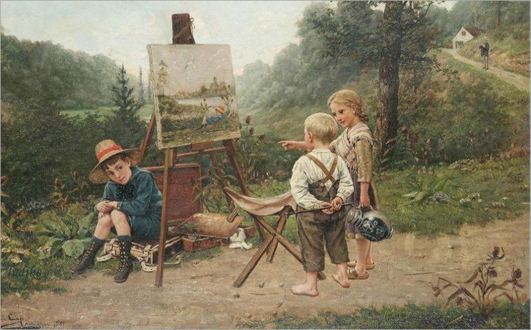 The young critics-Constant-Aime-Marie Cap (Belgian, 1842-1915)